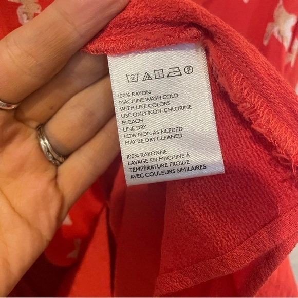 UO Cooperative Coral Bird Print Tunic Dress - Picture 8 of 9